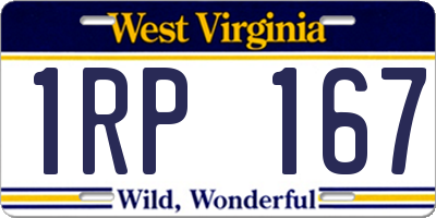 WV license plate 1RP167
