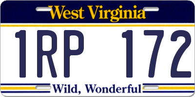 WV license plate 1RP172