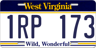 WV license plate 1RP173