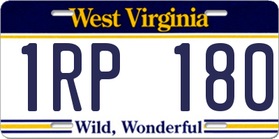 WV license plate 1RP180