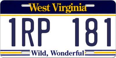 WV license plate 1RP181