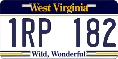 WV license plate 1RP182