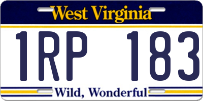 WV license plate 1RP183