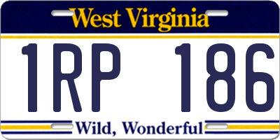 WV license plate 1RP186