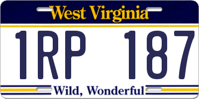 WV license plate 1RP187