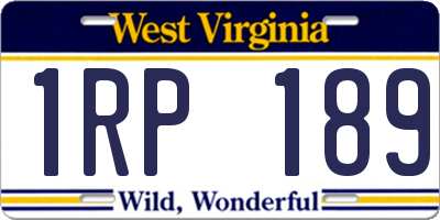 WV license plate 1RP189