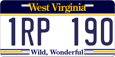 WV license plate 1RP190