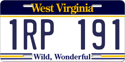 WV license plate 1RP191
