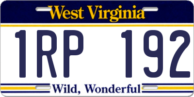 WV license plate 1RP192