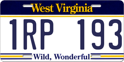 WV license plate 1RP193