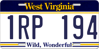 WV license plate 1RP194