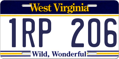 WV license plate 1RP206