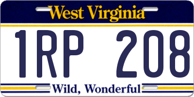 WV license plate 1RP208