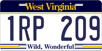 WV license plate 1RP209