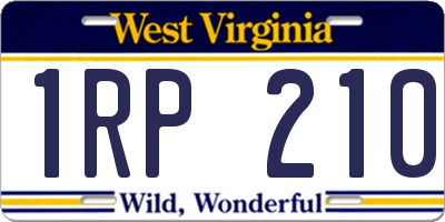 WV license plate 1RP210
