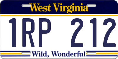 WV license plate 1RP212