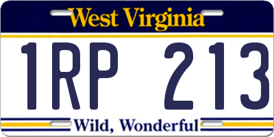 WV license plate 1RP213