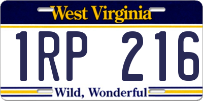 WV license plate 1RP216