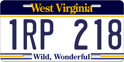 WV license plate 1RP218