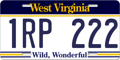 WV license plate 1RP222
