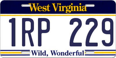 WV license plate 1RP229