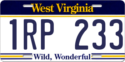 WV license plate 1RP233