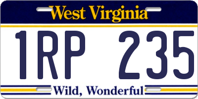 WV license plate 1RP235