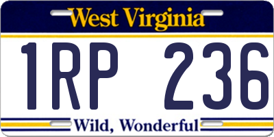 WV license plate 1RP236