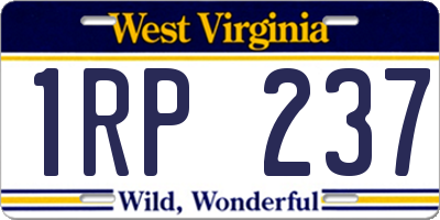 WV license plate 1RP237