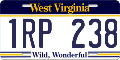 WV license plate 1RP238