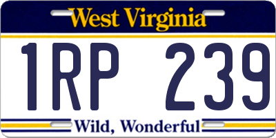 WV license plate 1RP239