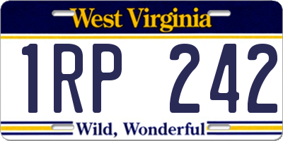 WV license plate 1RP242