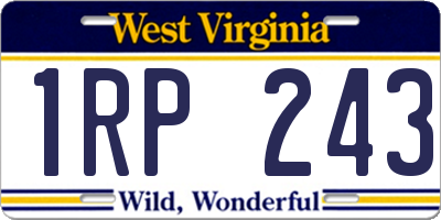 WV license plate 1RP243