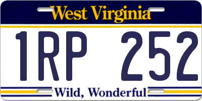 WV license plate 1RP252