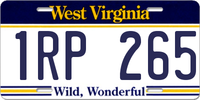 WV license plate 1RP265