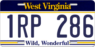 WV license plate 1RP286