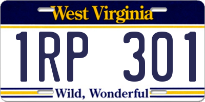WV license plate 1RP301