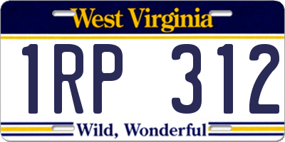 WV license plate 1RP312