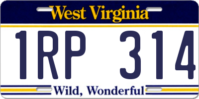 WV license plate 1RP314