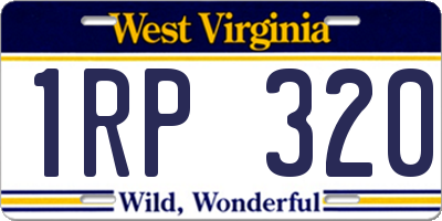 WV license plate 1RP320