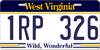 WV license plate 1RP326
