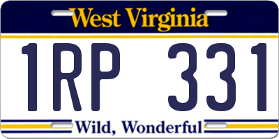 WV license plate 1RP331