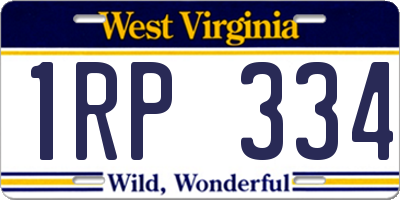 WV license plate 1RP334