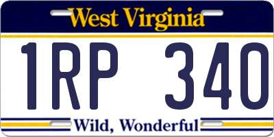 WV license plate 1RP340