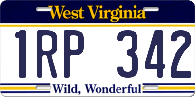WV license plate 1RP342
