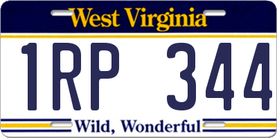 WV license plate 1RP344