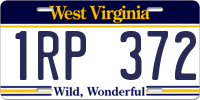 WV license plate 1RP372