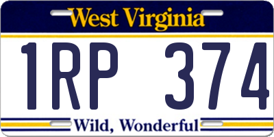 WV license plate 1RP374