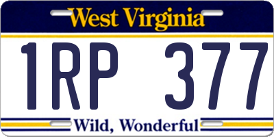 WV license plate 1RP377