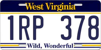WV license plate 1RP378